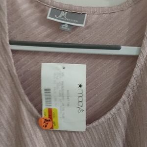 Women blouse by JM collection size 1x pink color three pleats in front stretch